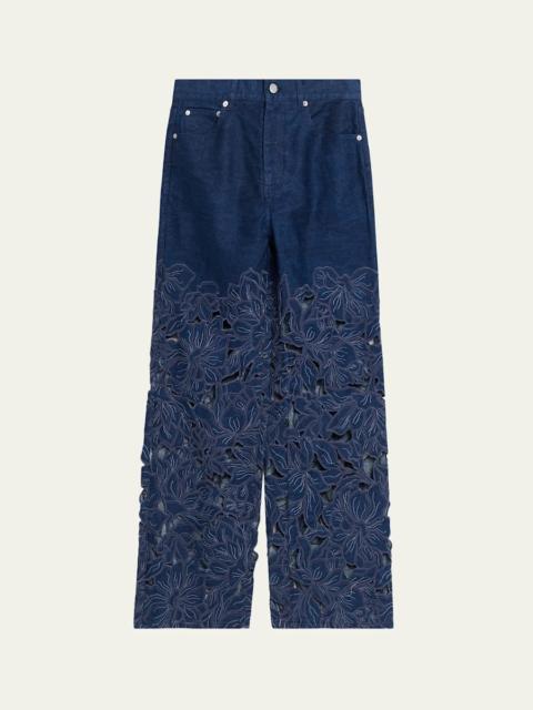 SIMKHAI Betty Embroidered Straight-Leg Jeans