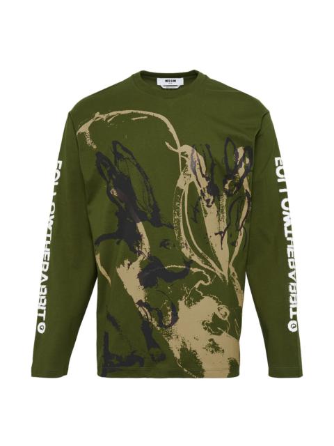 MSGM Print Detail Long-Sleeve T-Shirt
