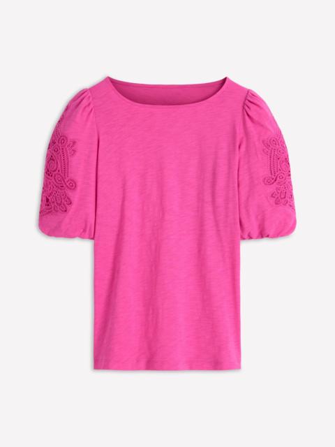 BODEN Tape Lace T-shirt-Phlox Pink