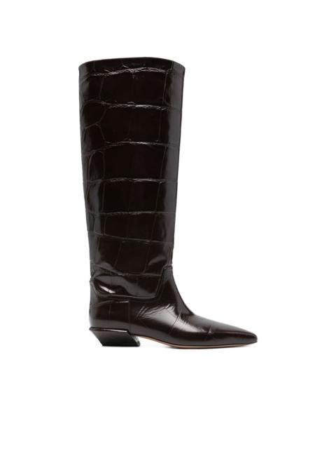30mm crocodile-effect pointed-toe boots