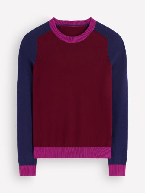BODEN Meg Raglan Sleeve Sweater-Merlot, Colour Block