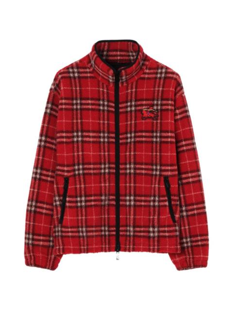 Burberry check funnel-neck fleece jacket