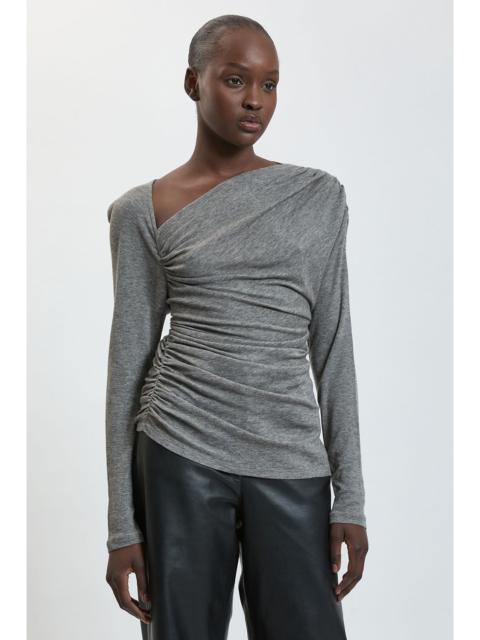 KAREN MILLEN Wool Blend Asymmetric Jersey Top