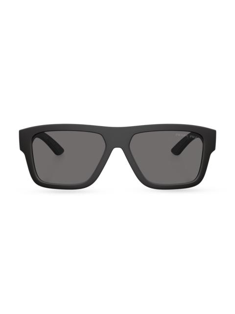 Prada Men's PS 04ZS 56MM Square Sunglasses - Black Rubber Dark Grey