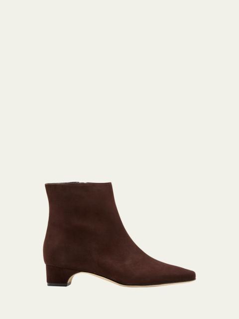 Manolo Blahnik Tolarc Suede Zip Ankle Booties