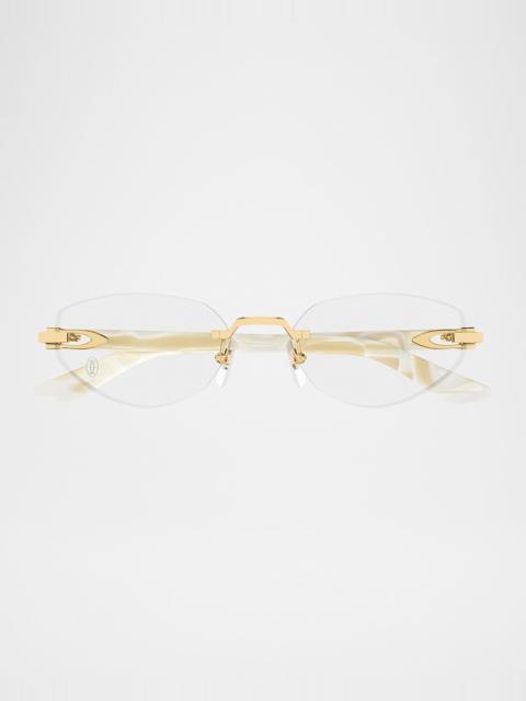 Cartier Decor C Rimless Metal Oval Optical Glasses