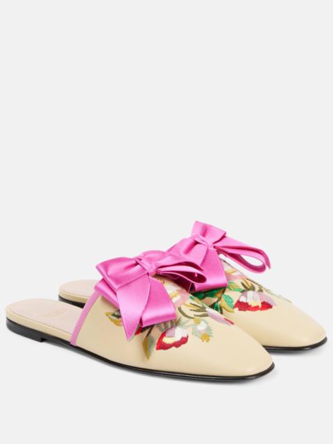 Valentino Beauregard embroidered leather slides