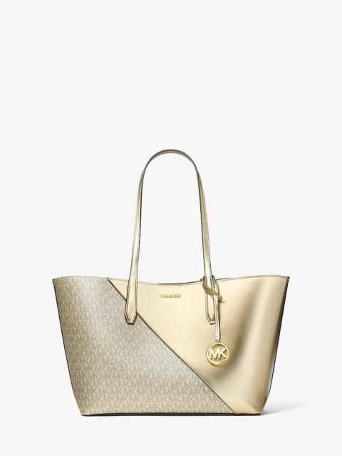 MICHAEL KORS Avalon Medium Metallic and Signature Logo Tote Bag