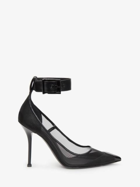 Women's Punk Ankle Strap Pump in Black