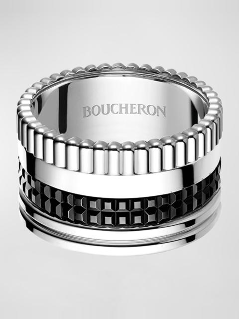 Boucheron Quatre 18K White Gold Black Edition Large Band Ring