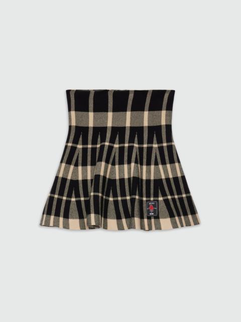 MSGM Black miniskirt in techno piquet with check pattern