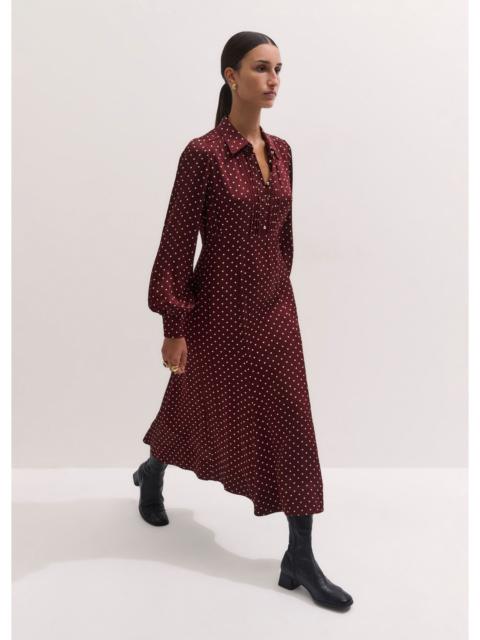 ME+EM Winter Polka Dot Print Fit And Flare Midi Dress
