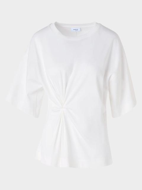 AKRIS Gathered Cotton Jersey Short-Sleeve T-Shirt