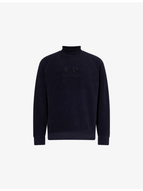 C.P. Company Embroidered-Logo Crewneck Brushed-Fleece Sweatshirt