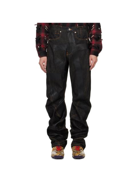 JUNTAE KIM Black Twisted Tape Jeans
