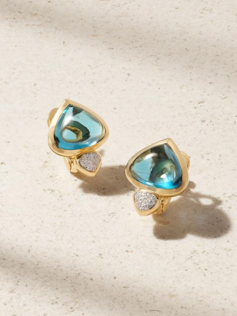 Marina B Trisolina 18-karat gold, topaz and diamond earrings Blue