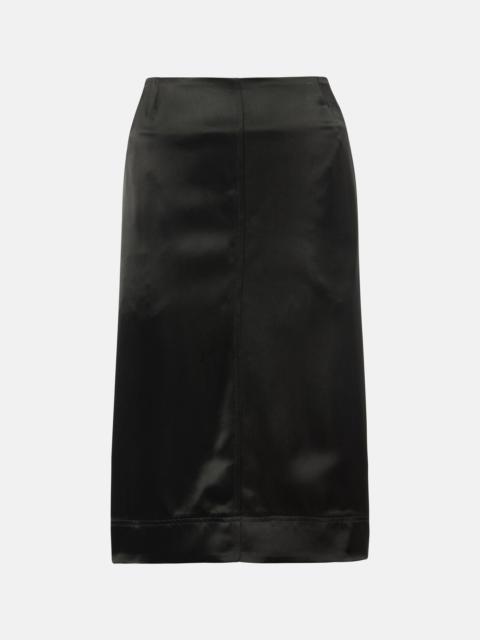 Paneled satin midi skirt