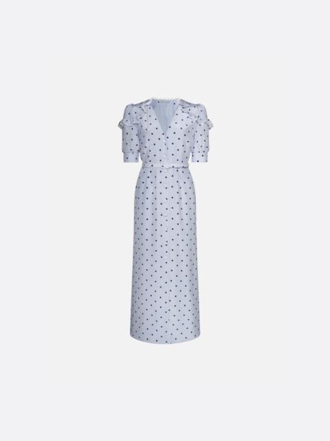 Alessandra Rich POLKA-DOT SILK MIDI DRESS WITH V-NECKLINE