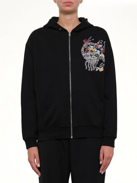 Givenchy Embroidered Zip Hoodie in Black