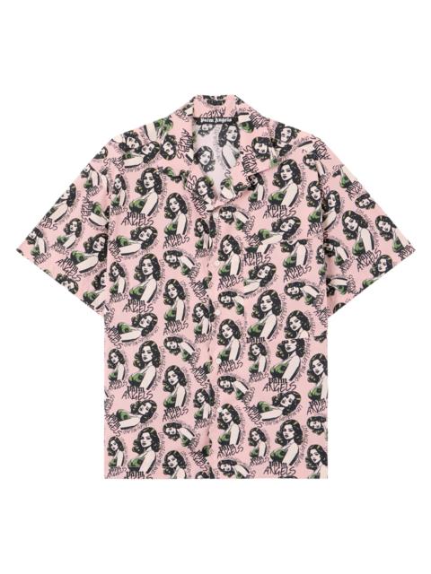 Palm Angels Men's Pinup Relaxed-Fit Bowling Shirt - Pink Multicolor