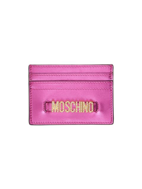 Moschino Pink Lettering Logo Foiled Card Holder