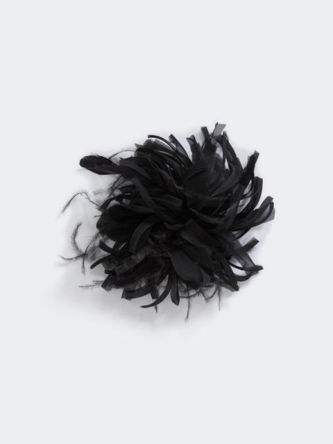 Max Mara TABACCO Organza flower brooch - BLACK