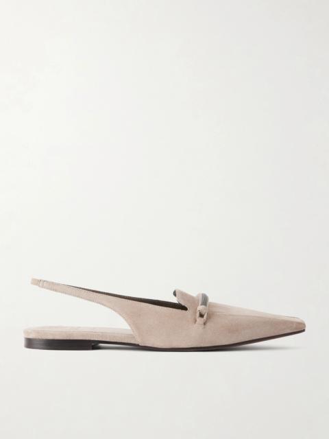 Brunello Cucinelli Suede Pointed-toe Slingback Flats