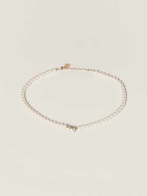 Miu Miu Metal and pearl necklace