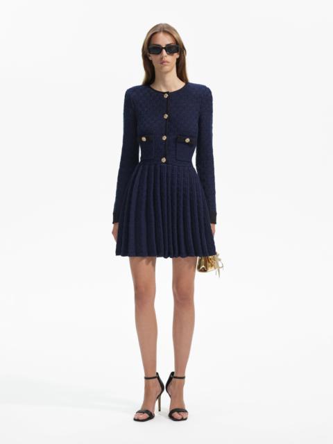 Navy Weave Knit Mini Dress