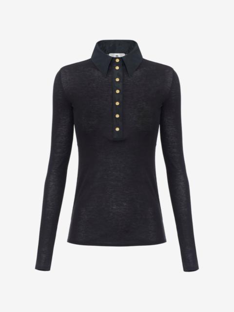 ELISABETTA FRANCHI knit and taffeta polo shirt