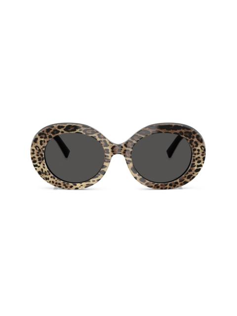 Dolce & Gabbana leopard-print round-frame sunglasses