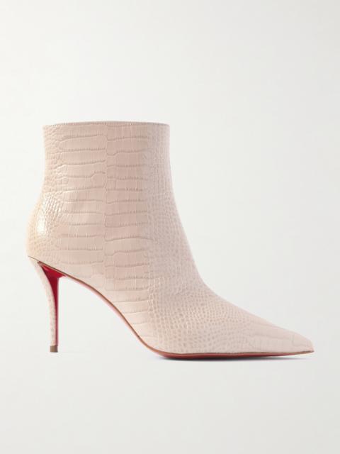 Christian Louboutin Miss Z 80 Croc-effect Leather Ankle Boots