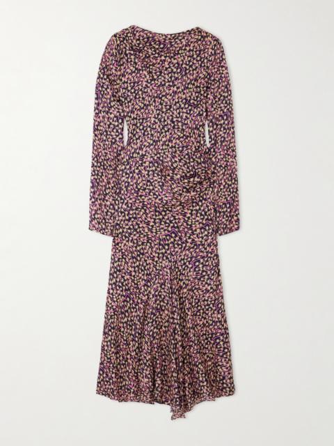 Isabel Marant Ulani Asymmetric Gathered Crepe Midi Dress