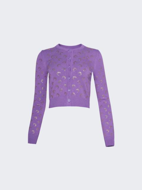 Marine Serre Moon Strass Knit Fitted Cardigan Lavender