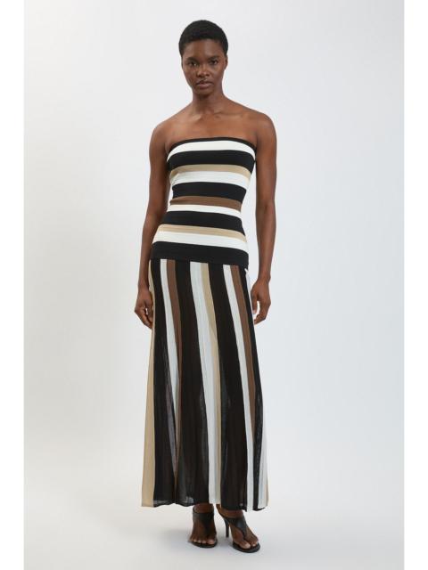 KAREN MILLEN Striped Bardot Knit Maxi Dress