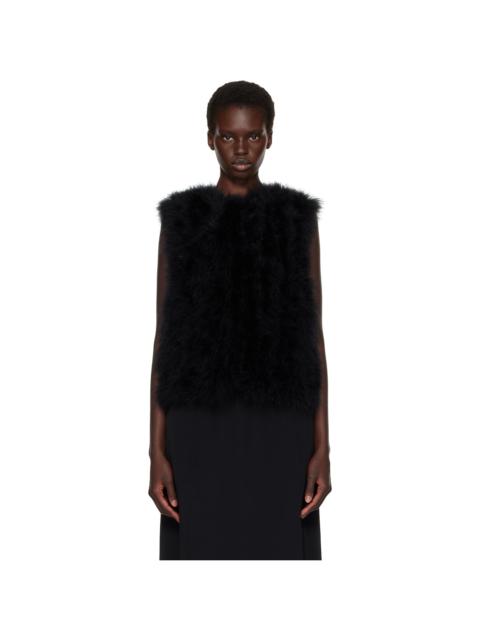 Yves Salomon Black Cropped Feather Gilet Vest