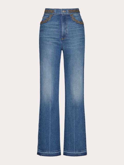 Valentino EMBROIDERED BLUE MEDIO CON RISERVA TROUSERS