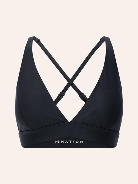 P.E NATION LUMEN SPORTS BRA IN MARINE BLUE SHINE