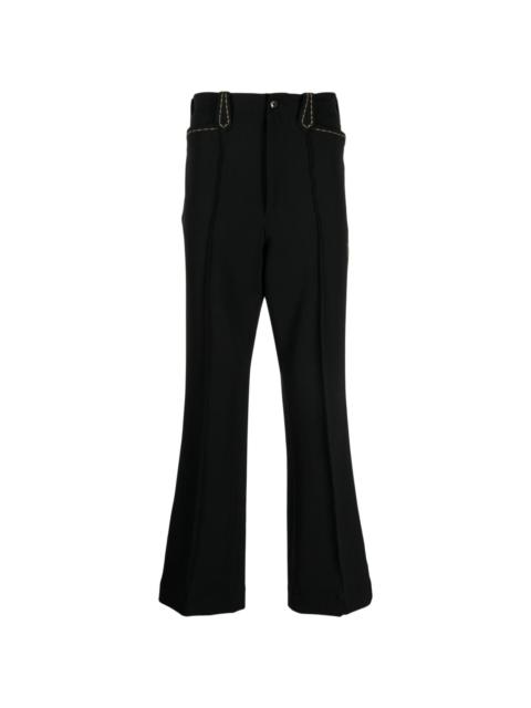 butterfly-embroidered bootcut trousers