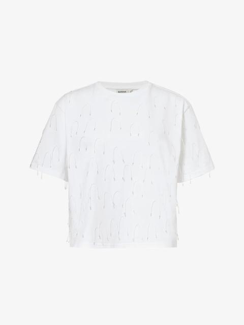Amaru hardware-embellished stretch-organic cotton T-shirt
