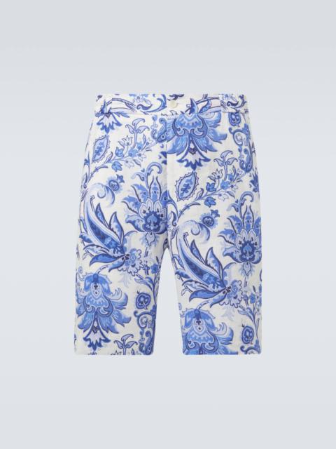 Etro Printed linen Bermuda shorts