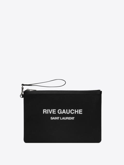 SAINT LAURENT rive gauche zipped pouch in canvas and leather