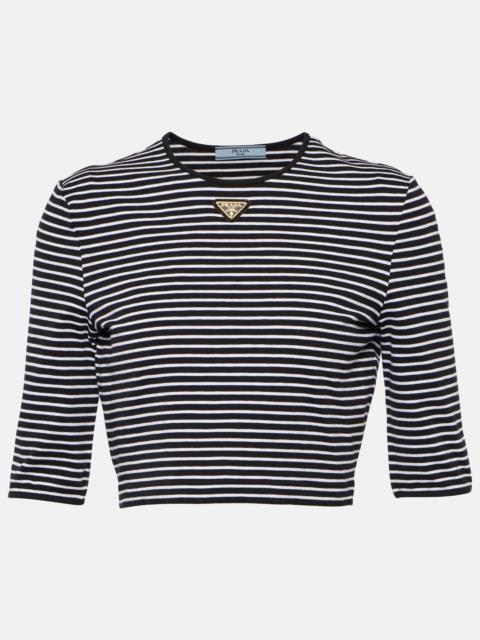 Prada Logo cotton-blend crop top