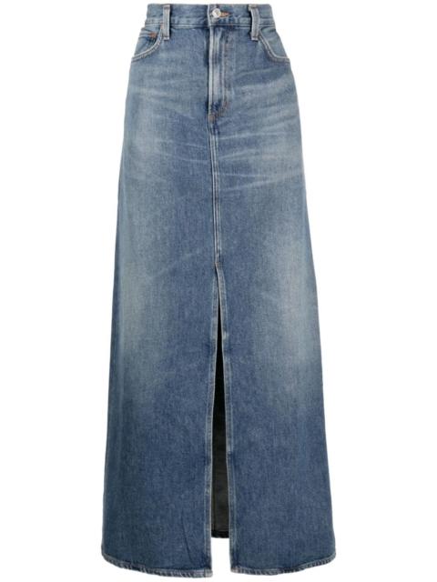 AGOLDE Leif mid-rise denim maxi skirt