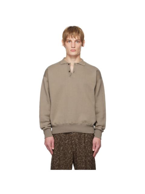 AURALEE Brown Smooth Soft Sweat Polo
