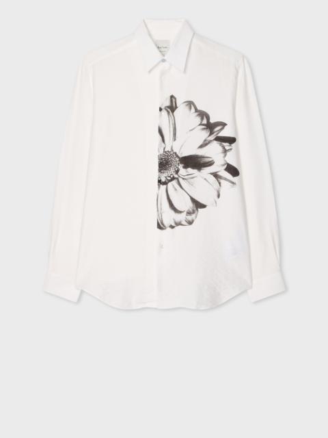 Paul Smith White Viscose-Blend 'Placement Daisy' Shirt