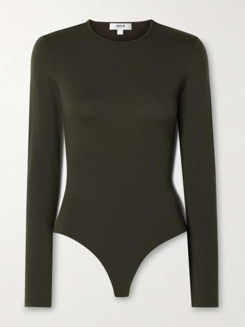 AGOLDE Aura stretch-jersey thong bodysuit Army green