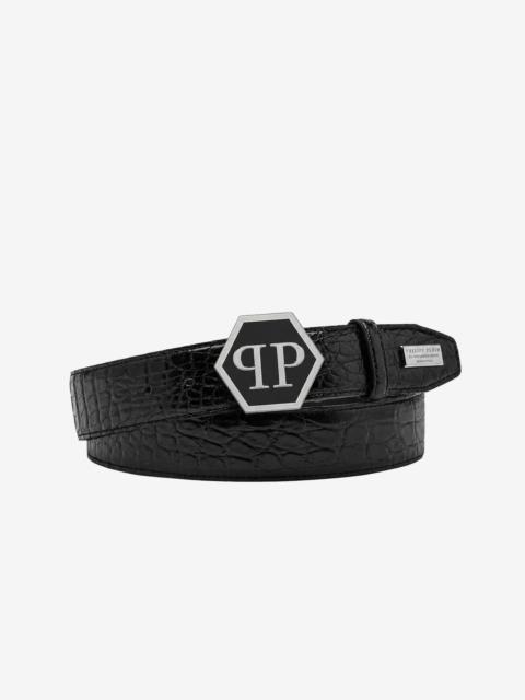 PHILIPP PLEIN leather belt cocco hexagon