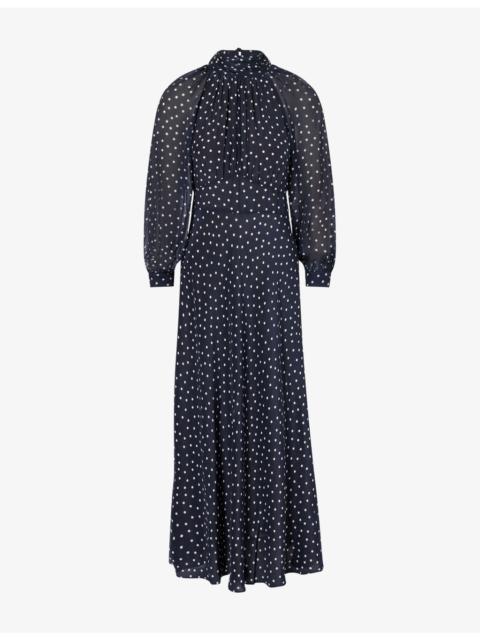 RIXO Paige Polka-Dot Silk Maxi Dress