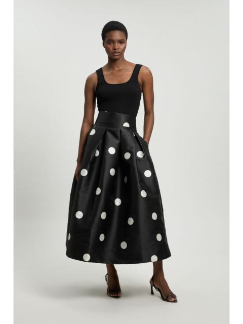 KAREN MILLEN Spot Woven Twill Prom Skirt